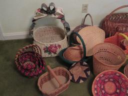 Lot - Decorative Baskets Christmas, Bunny Rabbits, Vivid Color Mexican & Other