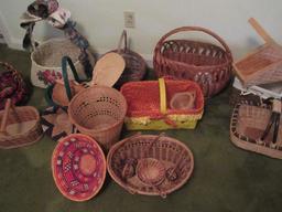 Lot - Decorative Baskets Christmas, Bunny Rabbits, Vivid Color Mexican & Other
