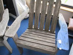 Pair - Vintage Adirondack Wooden Patio Chairs Slat Seat/Back