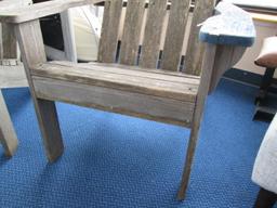 Pair - Vintage Adirondack Wooden Patio Chairs Slat Seat/Back