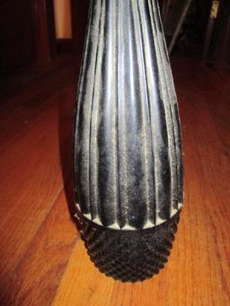 Vintage Rossiui Genuine Empoli Glass Italy Tall Glass Hobnail Base, Ribbed Body