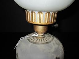 Vintage Night Lamp Globe Base/Shade to Narrow Top Converted to Electric Frosted Shade