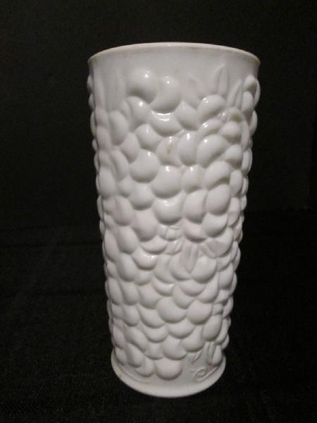 Tall Milk Glass Vase Berry/Grape Design