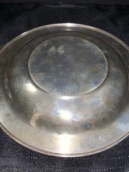 Lunt Silversmiths Sterling Shallow Dish w/ Wild Roses Spray Accent