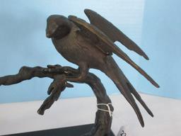 S.F. Bay Trading Co. Bronze Sculpture Pair Perched Sparrows Statuette on Lacquer Base