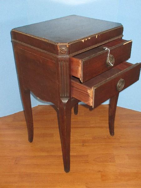 Depression Era Style Mahogany Dovetailed 2 Drawer Side Table on Cabriole Legs