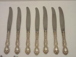 19 Pieces - Wallace Sterling La Reine Pattern 1921 Silverware 7 Modern Hollow 9" Knives