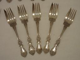 19 Pieces - Wallace Sterling La Reine Pattern 1921 Silverware 7 Modern Hollow 9" Knives