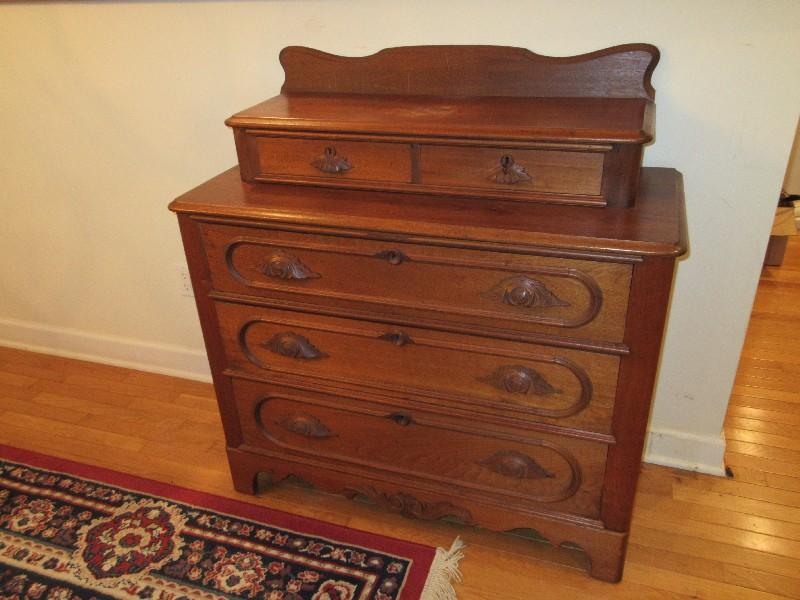 Antique Walnut Victorian Era 3 Drawer Dresser w/ Glove Boxes