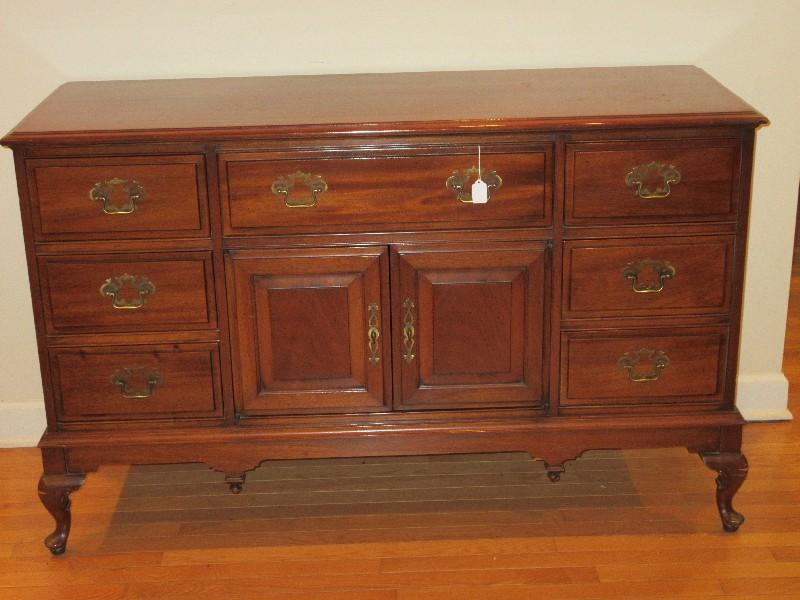 Queen Anne Style Cherry Side Board w/ 2 Panel Doors Flanked by Dovetail Drawer