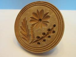 Primitive Flower & Foliage Wooden Butter Stamp Mold