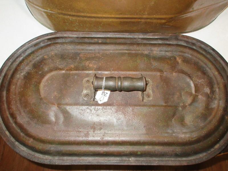 Antique Copper Boiler Moonshine Still/Wash Tub w/ Lid & Wooden Handles