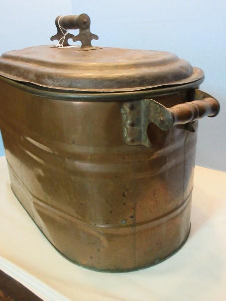Antique Copper Boiler Moonshine Still/Wash Tub w/ Lid & Wooden Handles