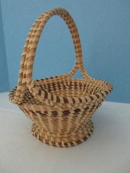 Low Country Gullah Sweetgrass Footed Basket w/ Double Handle Timeless Traditional Design