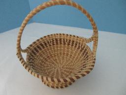 Low Country Gullah Sweetgrass Footed Basket w/ Double Handle Timeless Traditional Design