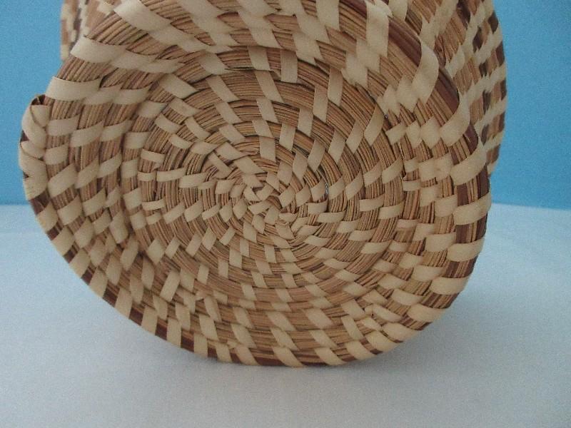 Low Country Gullah Sweetgrass Footed Basket w/ Double Handle Timeless Traditional Design