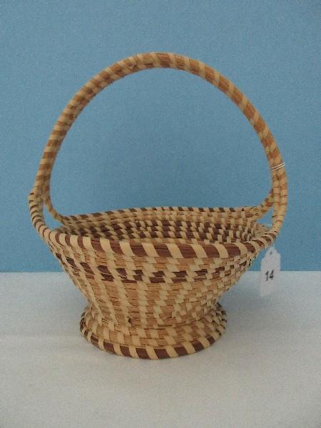 Low Country Gullah Sweetgrass Footed Basket w/ Double Handle Timeless Traditional Design