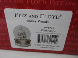 Fitz & Floyd Snowy Woods Musical Water Globe Plays "We Wish You A Merry Christmas"