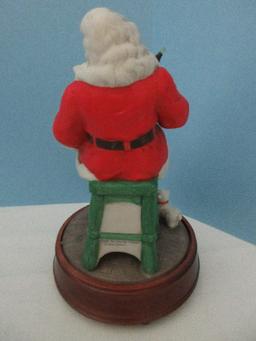 Coca-Cola Porcelain Musical Santa Claus Figurine Christmas 1990