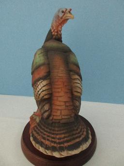 Andrea Fine Porcelain Collectors Series "Turkey" Statuette w/ Wood Display Base