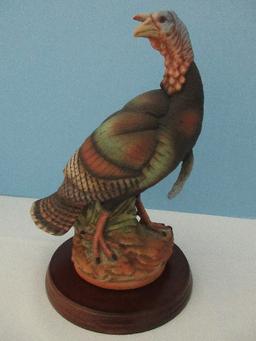 Andrea Fine Porcelain Collectors Series "Turkey" Statuette w/ Wood Display Base