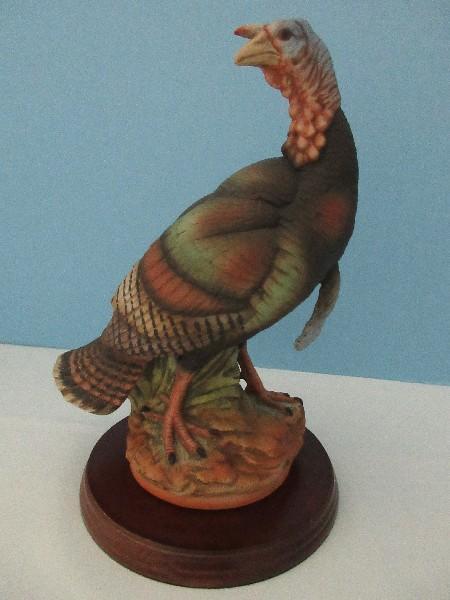 Andrea Fine Porcelain Collectors Series "Turkey" Statuette w/ Wood Display Base