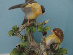 Scarce Large Andrea Fine Porcelain Collectors Series "Gold Finch Birds" Statuette