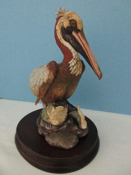 Andrea Fine Porcelain Collectors Series "Brown Pelican" Statuette w/ Wood Display Base