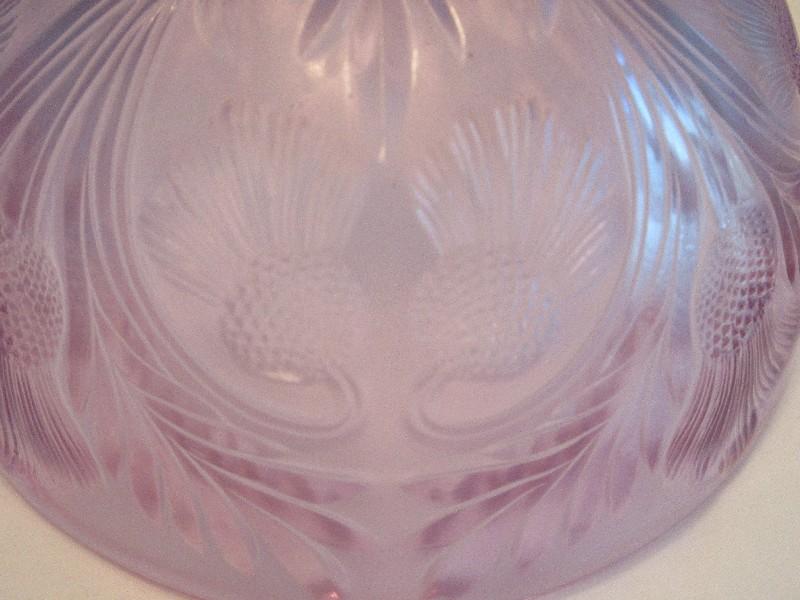 Mosser Glass Inverted Thistle Pattern Pink Lavender Round Dome Butter Dish