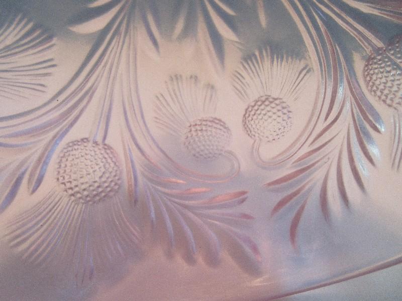 Mosser Glass Inverted Thistle Pattern Pink Lavender Round Dome Butter Dish