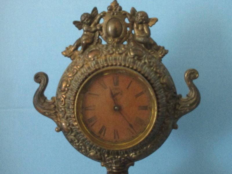 French Inspired Baroque Style Porcelain Ormolu Wm. L. Gilbert Clock Co. Cherubs