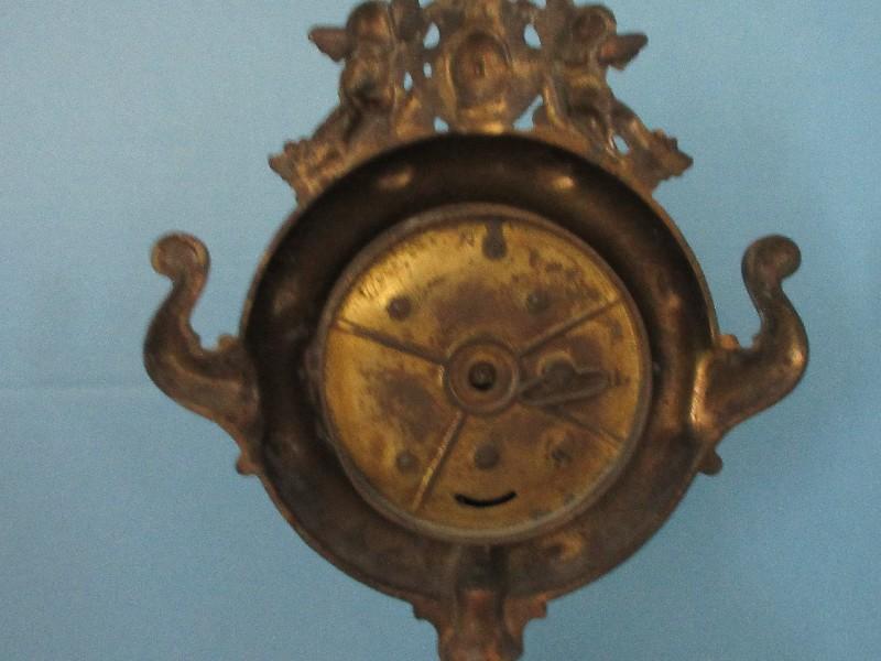 French Inspired Baroque Style Porcelain Ormolu Wm. L. Gilbert Clock Co. Cherubs