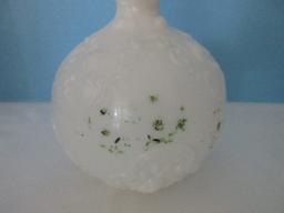 Antique Milk Glass Barber Dresser Bottle Dithridge Style Embossed Design