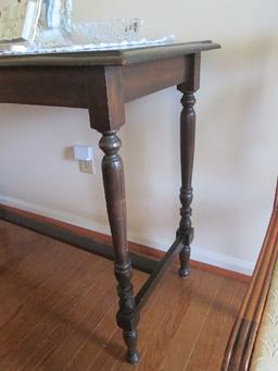 Wooden Entry Table Spindle/Block Legs w/ Stretcher Ball Feet