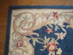 Aubusson Design Polypropylene/Acrylic Blue Hand Made Rug