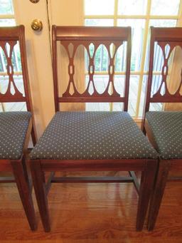 6 Wooden Dining Chairs Cross/Pierced Design Back Grooved Trim, Curled Back