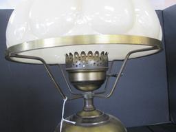 Tall Brass Metal Spindle Body w/ Aladdin Lamp w/ Tan Shade Spindle/Flared Rim Top