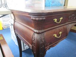 Wooden Entry Table 5 Drawers Scroll w/ Acanthus Leaf Legs/Sides