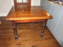 Oak Draw Leaf Refectory Table on Ring Turned Legs