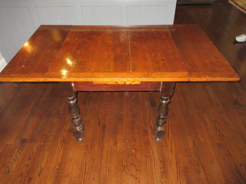 Oak Draw Leaf Refectory Table on Ring Turned Legs