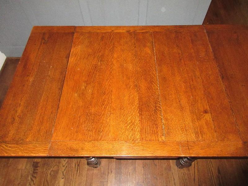 Oak Draw Leaf Refectory Table on Ring Turned Legs