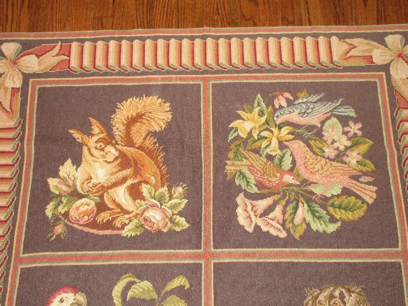 Exceptional Aubusson Style Needlepoint Flatware Weave Rug Tapestry