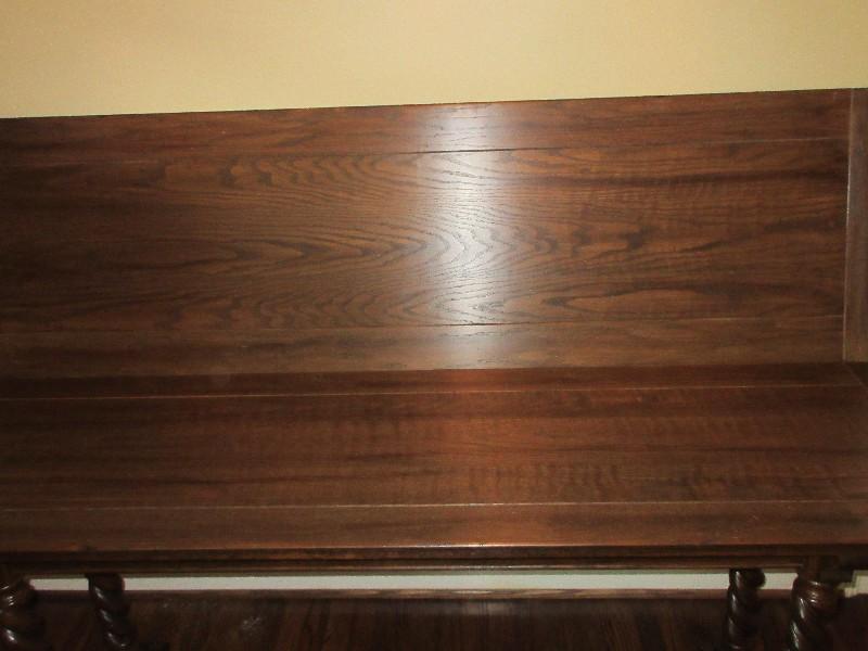 Ethan Allen Oak Barley Twist Royal Charter Collection Console Flip Tip Dining Table