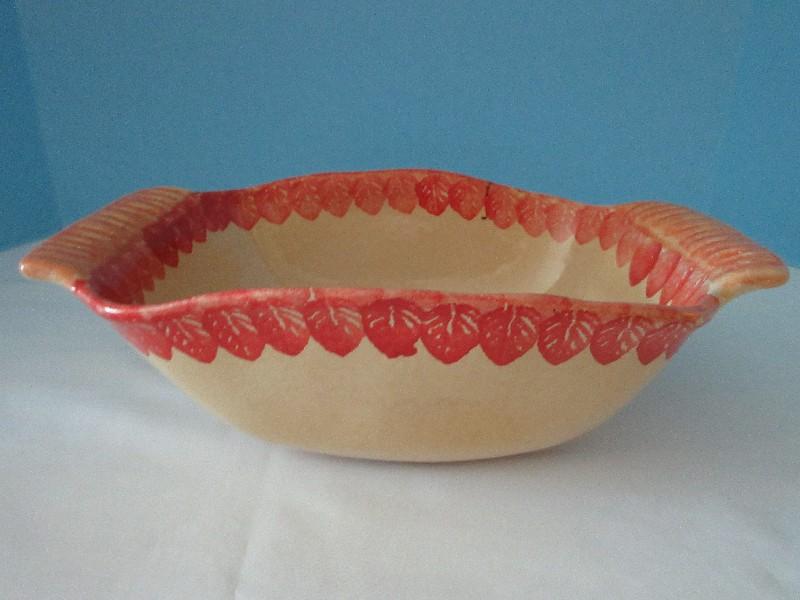 Terra Cotta Earthenware Oven Proof Baking Dish hand Painted Tomato & Pepper Leaves Trim