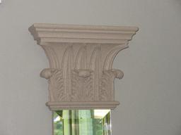 Transitional Modern Acanthus Leaf Beveled Mirror Column Wall Décor