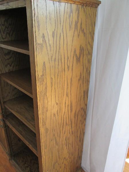 Beautiful Custom Made Oak Cabinet w/ Adjustable Shelving & Arched Glass Door