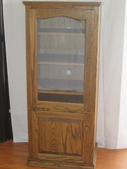 Beautiful Custom Made Oak Cabinet w/ Adjustable Shelving & Arched Glass Door