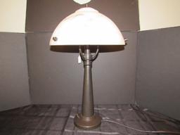 Tall Marble White Shade w/ Black Body Stand Lamp