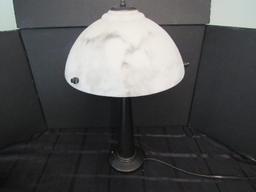 Tall Marble White Shade w/ Black Body Stand Lamp