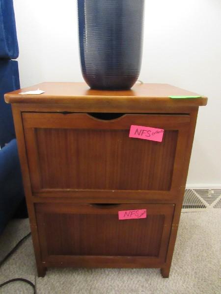 Pair - 2 Wooden Drawer Slat Design Side Tables Narrow Legs